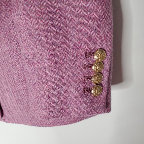 J Crew Bristol Double Breasted Blazer Lilac Herringbone 100% Wool BK012 Size 6 - Picture 7 of 10